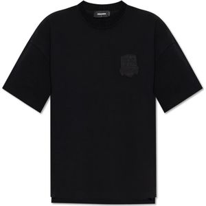 Dsquared2, Heren, Tops, Zwart, Maat: L Katoen,