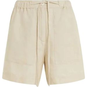 Tommy Hilfiger, Dames, Korte broeken, Beige, Maat: M Linnen,