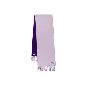 Burberry Paarse Sjaal met Raffelige Profielen en Iconisch Logo Borduursel , Purple , Heren , Maat: ONE Size