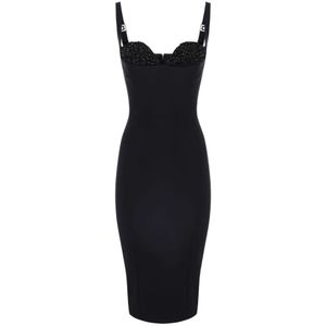 Elisabetta Franchi, Dames, Jurken, Zwart, Maat: XS Jersey,