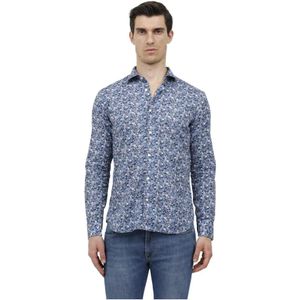 Tintoria Mattei 954, Heren, Overhemden, Blauw, Maat: XL Leer,