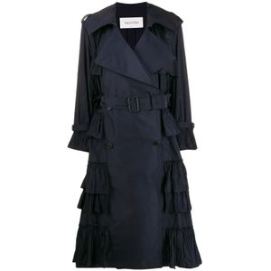 Valentino, Dames, Mantels, Blauw, Maat: XS Leer,