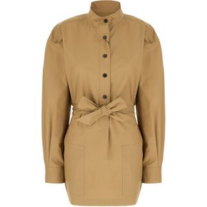 Saint Laurent, Dames, Jurken, Beige, Maat: L Katoen,