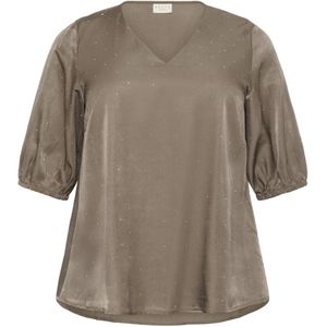 Kaffe Curve, Dames, Blouses & Shirts, Grijs, Maat: 2XL Velours,