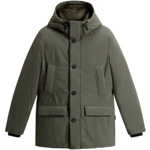 Woolrich, Heren, Mantels, Groen, Maat: XL Wol,