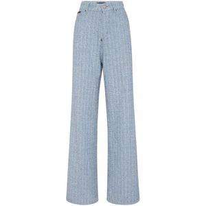 Philipp Plein, Dames, Broeken, Blauw, Maat: W25 Denim,