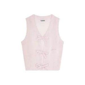 Ganni Mohair Tie String Vest , Pink , Dames , Maat: XS