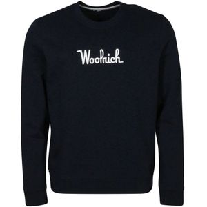 Woolrich, Heren, Sweatshirts & Hoodies, Blauw, Maat: L Katoen,