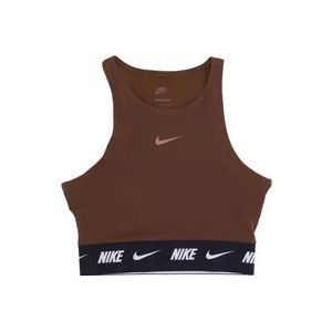 Nike Crop Tape Top - Sportkleding voor dames , Brown , Dames , Maat: S