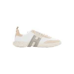 Hogan Wit-Beige 3R Leren Sneakers met Veters , White , Heren , Maat: 45 EU