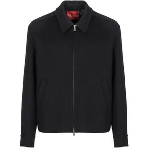 Gucci, Heren, Jassen, Zwart, Maat: M Wol,