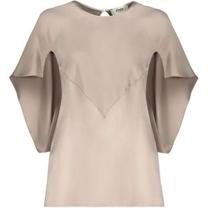 Fendi, Dames, Blouses & Shirts, Grijs, Maat: XS Zijde,