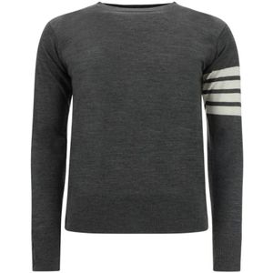 Thom Browne, Heren, Truien, Grijs, Maat: 2XL Wol,