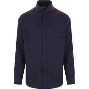 Brunello Cucinelli, Heren, Overhemden, Blauw, Maat: L Katoen,
