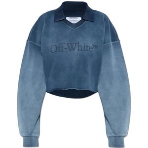 Off White, Dames, Sweatshirts & Hoodies, Blauw, Maat: L Katoen,