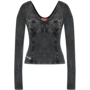 Diesel, Dames, Tops, Grijs, Maat: S Katoen,