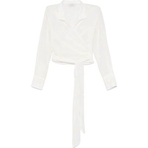 Mazzarelli, Dames, Blouses & Shirts, Wit, Maat: L Katoen,