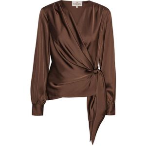 Karmamia, Dames, Blouses & Shirts, Bruin, Maat: M Satijn,