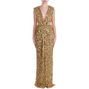 Elisabetta Franchi, Dames, Jurken, Geel, Maat: L Polyamide,