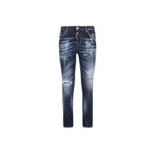 Dsquared2 Verf-Spatten Straight-Leg Jeans , Blue , Dames , Maat: M