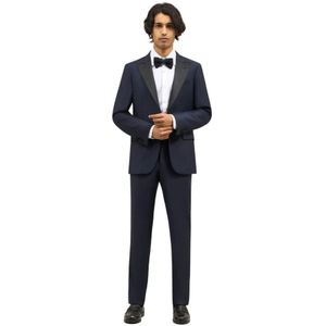 Boglioli, Heren, Pakken, Blauw, Maat: S Wol,