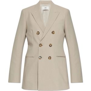 Ami Paris, Dames, Jassen, Beige, Maat: 2XS Wol,