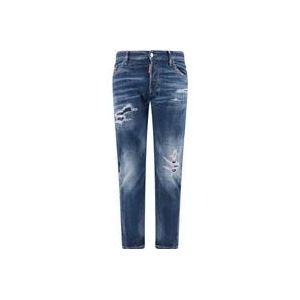 Dsquared2 Blauwe Ripped Slim-Fit Jeans Aw23 , Blue , Heren , Maat: XS
