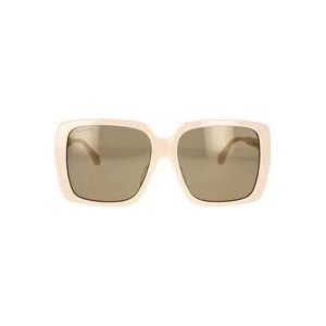Gucci Mode Oversize Vierkante Zonnebril , Beige , unisex , Maat: 58 MM
