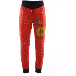 Dolce & Gabbana - Sweatpants - Rood - Heren - Katoen - Chique Spaarvarkenprint
