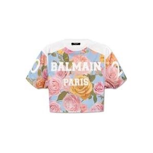 Balmain Bloemen crop top , Multicolor , Dames , Maat: XL