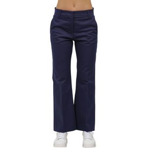 Weekend Max Mara, Dames, Broeken, Blauw, Maat: L Gabardine,