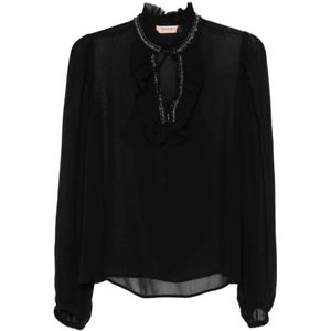 Twinset, Dames, Blouses & Shirts, Zwart, Maat: XS Viscose,
