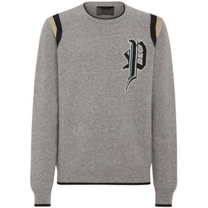 Philipp Plein, Heren, Truien, Grijs, Maat: 2XL Katoen,