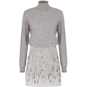 Elisabetta Franchi, Dames, Jurken, Grijs, Maat: S Wol,