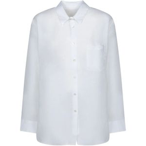 120% Lino, Dames, Blouses & Shirts, Wit, Maat: XS Linnen,