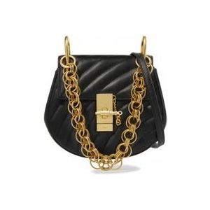 Chloé Mini Drew Bijou Stucco Crossbody Tas , Black , Dames , Maat: ONE Size