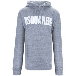 Dsquared2, Heren, Sweatshirts & Hoodies, Grijs, Maat: 2XL Katoen,