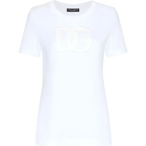 Dolce & Gabbana, Dames, Tops, Wit, Maat: M Katoen,