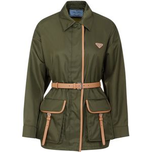 Prada, Dames, Jassen, Groen, Maat: S Leer,