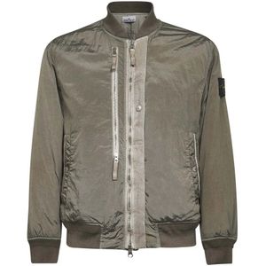 Stone Island, Heren, Jassen, Groen, Maat: M Leer,