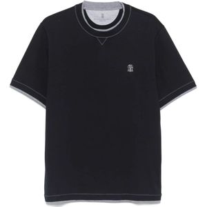 Brunello Cucinelli, Heren, Tops, Blauw, Maat: S Katoen,