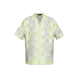 Versace Zijden shirt met korte mouwen , Green , Heren , Maat: L