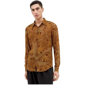 Dries Van Noten, Heren, Overhemden, Bruin, Maat: M Viscose,