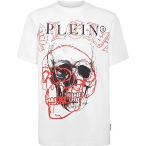 Philipp Plein, Heren, Tops, Wit, Maat: L Katoen,