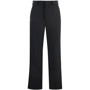 Prada, Heren, Broeken, Zwart, Maat: M Leer,