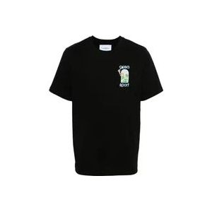 Casablanca Zwarte Logo Print T-shirts en Polos , Black , Heren , Maat: M