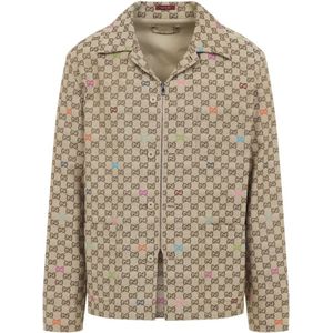 Gucci, Heren, Jassen, Bruin, Maat: L Katoen,