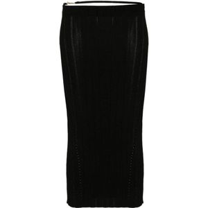 Jacquemus Zwart Geribbeld Gebreid Pencil Rok , Black , Dames , Maat: M