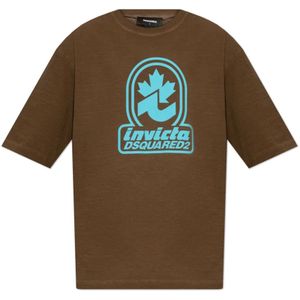 Dsquared2, Heren, Tops, Bruin, Maat: M Katoen,