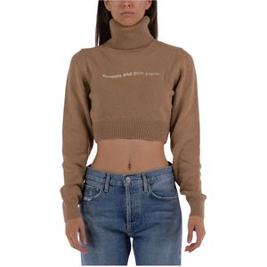 Palm Angels - Cropped Turtleneck - Lichtbruin - Dames - Trui
